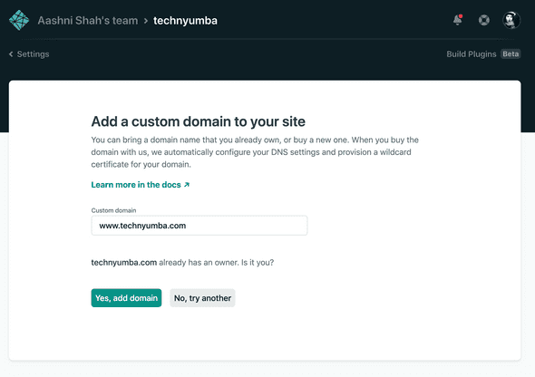 Select Yes and Add domain